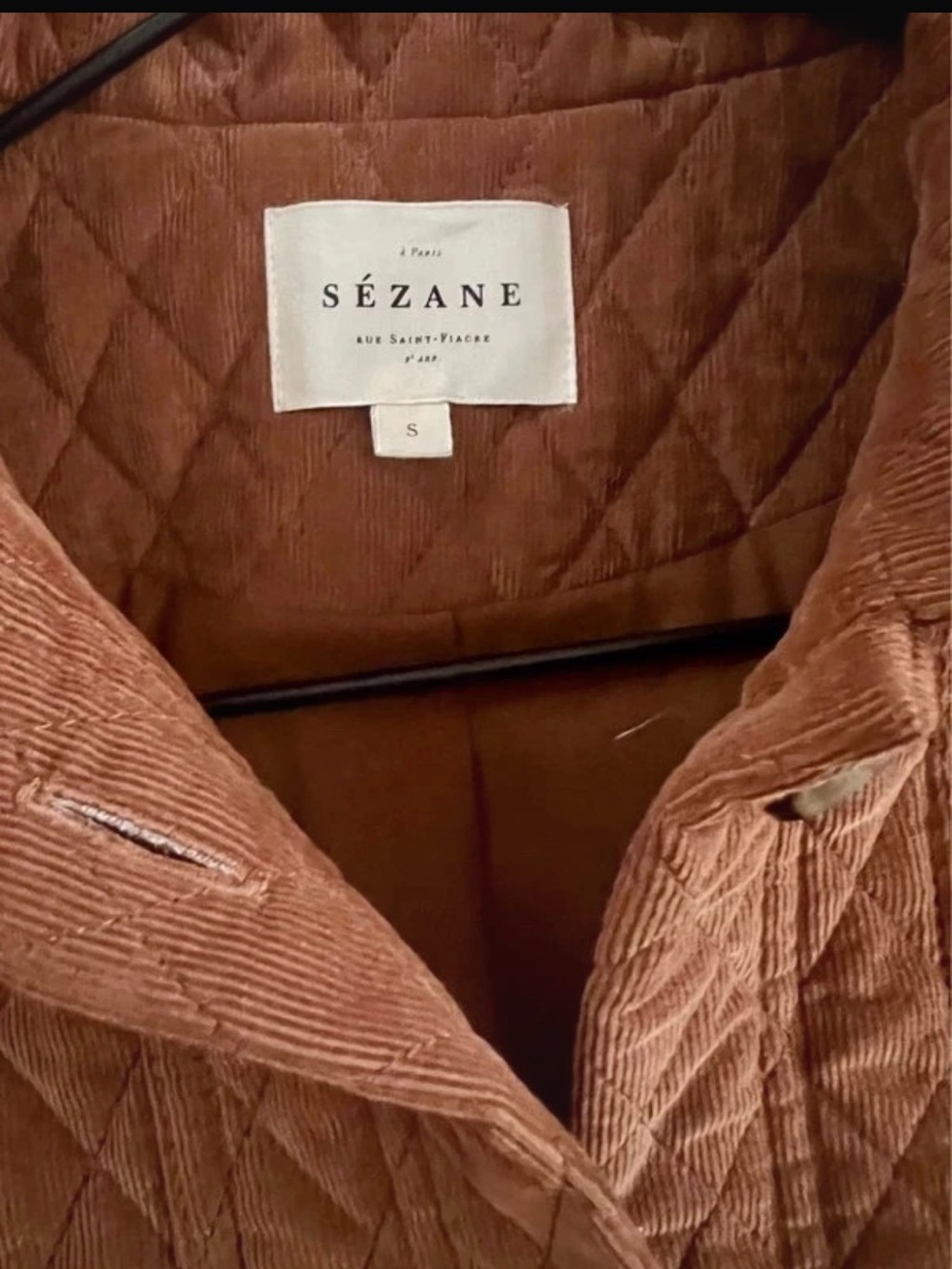 Sezane Brown Quilted Button-Front Jacket - Picture 2 of 5